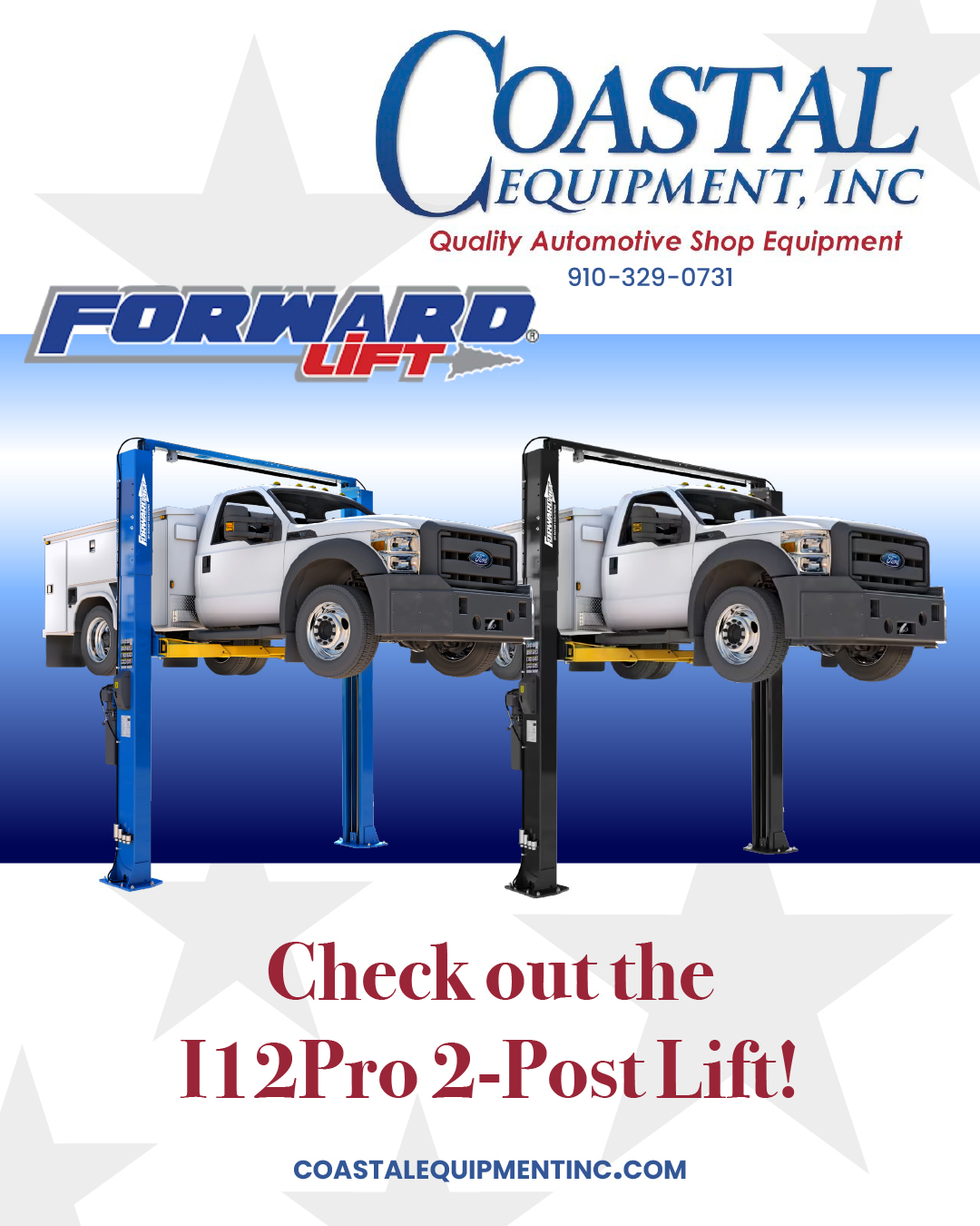 Read more about the article Lift your shop to the next level with the Forward Lift I12Pro 2-Post Lift!