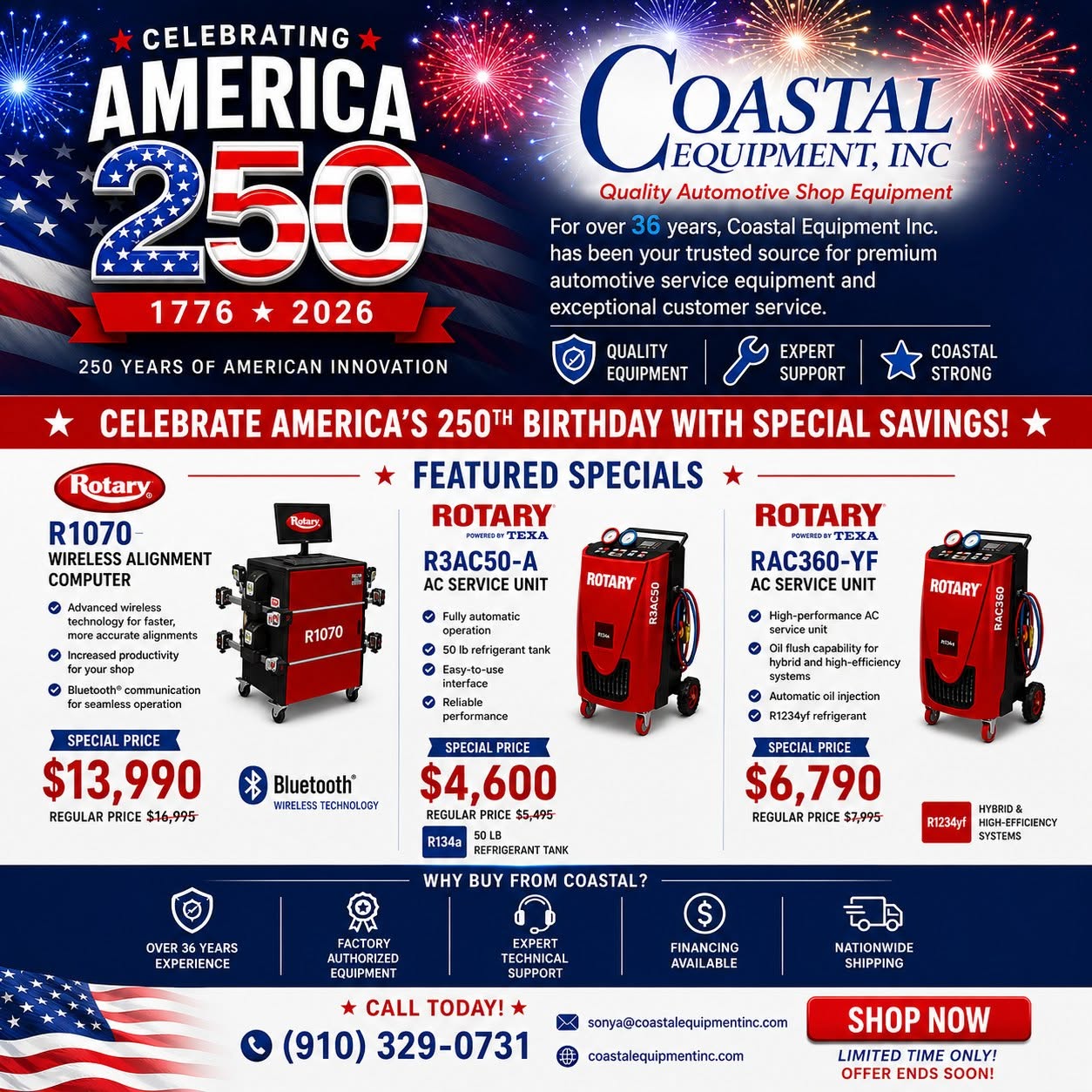 Read more about the article Celebrate 250 years of American innovation with unbeatable savings from Coastal Equipment!