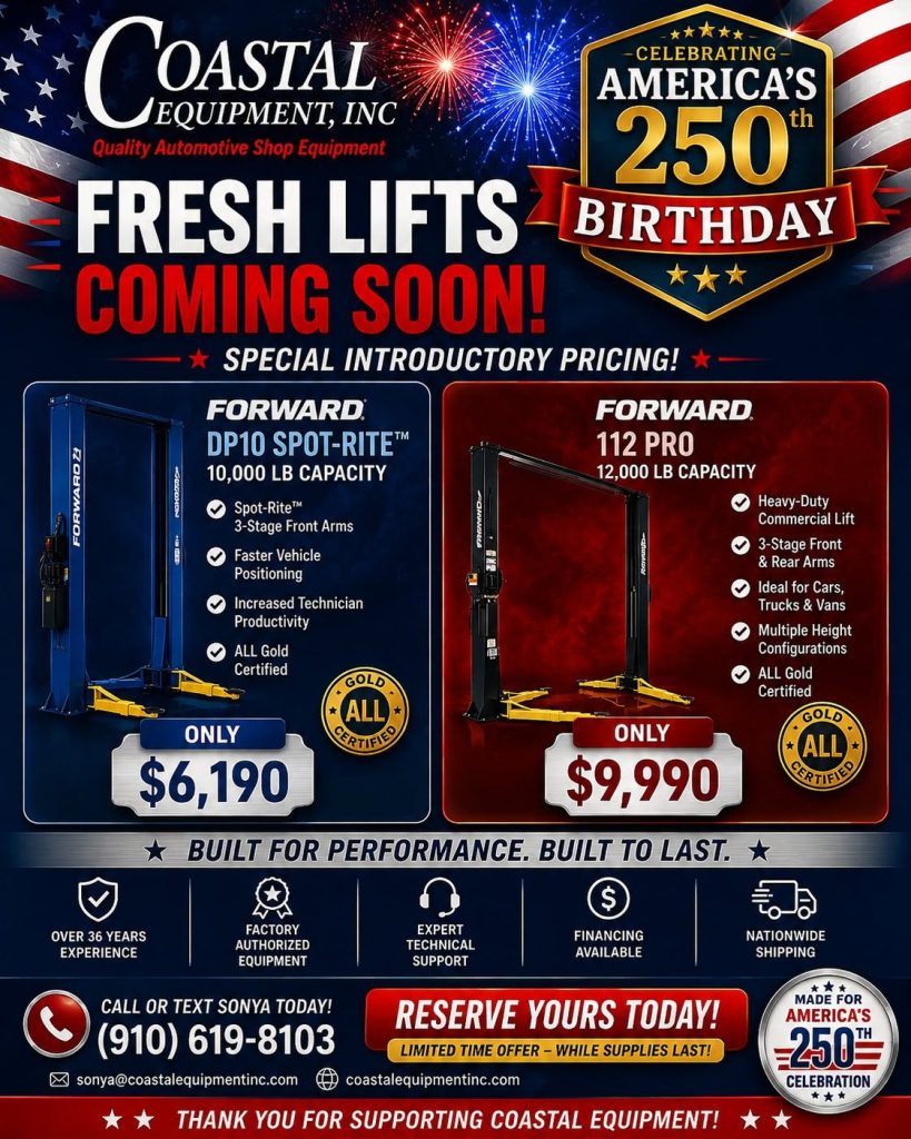 Fresh lifts are coming soon to Coastal Equipment!